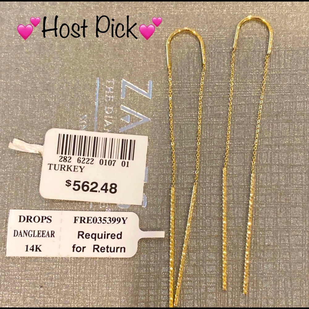 HP NWT 14k Gold threader earrings diamond cut gold
